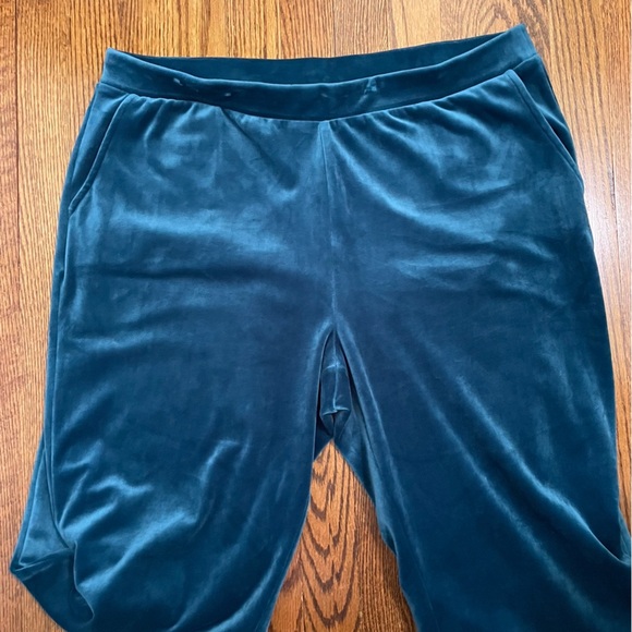 Chico's Zenergy Velour Pants Aqua Green Size 2 or 12/14 - Picture 2 of 8